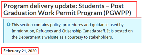 加拿大移民局更新了有关留学生毕业工作签证.png