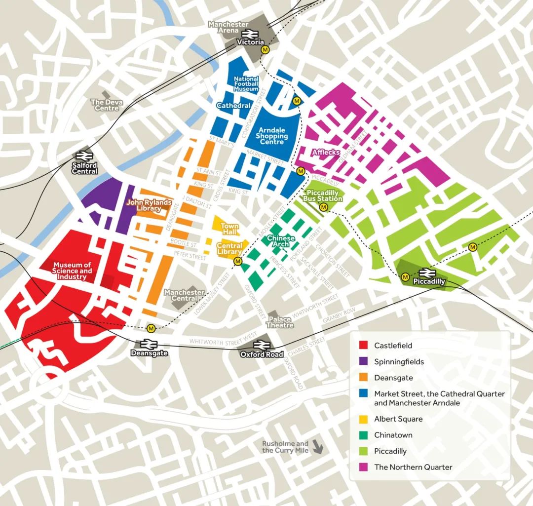 曼彻斯特城区主要地点分布图
