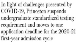 普林斯顿大学招生政策调整：暂停SAT/ACT标化要求，同时取消今年早申请